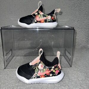 Nike Flex Runner VF Sneakers Toddler Size 5C Black Floral Vintage Slip On Shoes